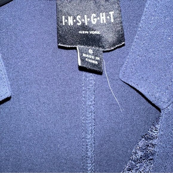 Insight Military Style Open Front Navy Blazer Shoulder Pads Gold Buttons Size 6 - Picture 8 of 12